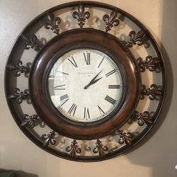 Rustic Fleur De Lis  Large Clock