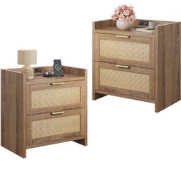 New Sicota Style Nightstands Set Of 2 With Charge Station 