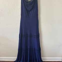 Felicity & Coco Blue Strapless Womens Maxi Dress with Liner, Size Smal