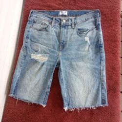 Denizen From Levi's Men's Slim Fit Denim Ripped Jean Shorts Sz 32