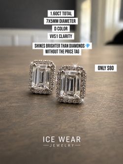 Moissanite 💎 Halo/Emerald Earrings S925 Sterling Silver
