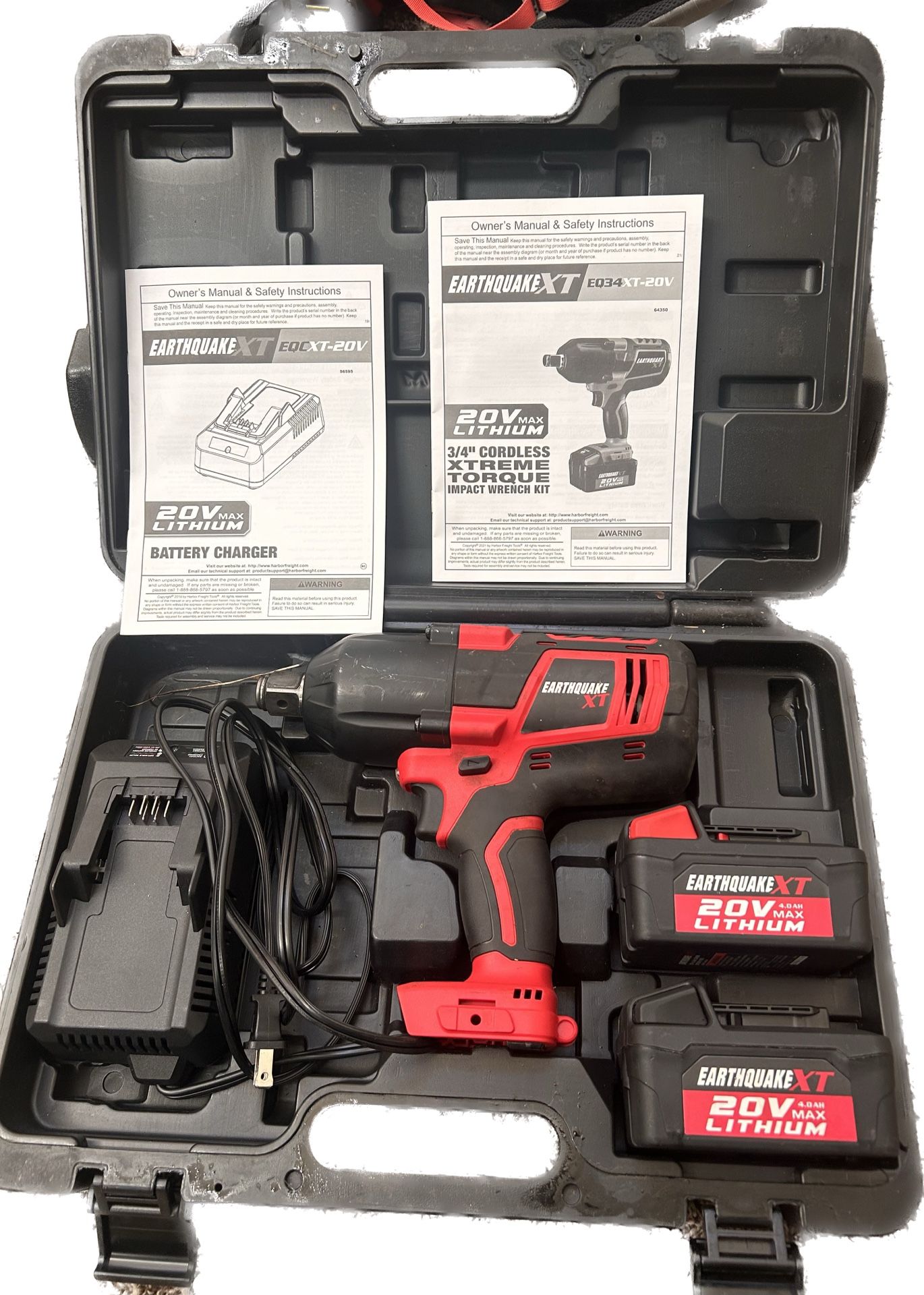 EARTHQUAKE XT EQ34 XT-20V Extreme Torque Impact Wrench Kit 3/4” Cordless