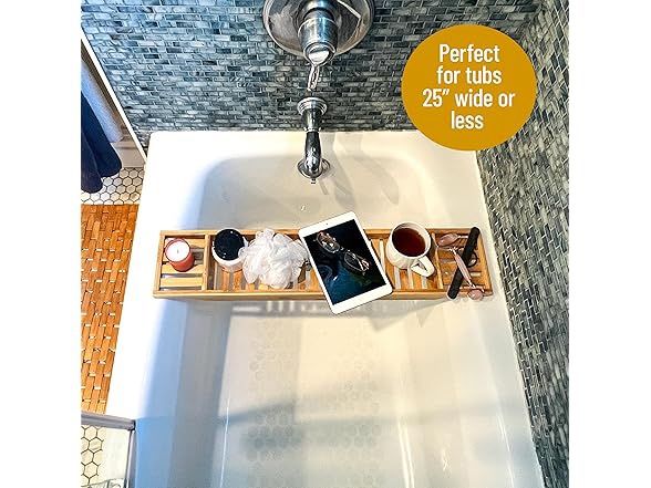 Premium Bamboo Bath Tray – Mind Reader Spa Organizer 