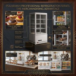 White Countertop Refrigerated Bakery Case | 4-Side Glass Grab-and-Go Display
