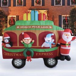 8ft wide Christmas caboose decoration