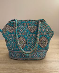Vera Bradley Turquoise Paisley Quilted Tote Retired Pattern