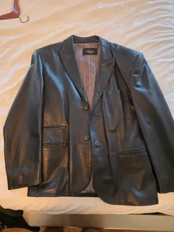 David Moore Classic Genuine Leather Blazer Jacket Black EU 52 GB 42 Vintage