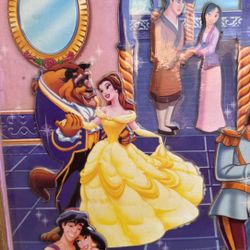 Unique & rare Disney princess & Prince picture over 3 feet tall 3D, Wood Back