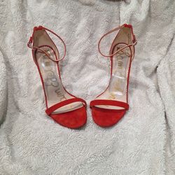 Sam Edelman Ariella Red Suede High Heel Strap Open Toe Women's Size 10M Eur 40