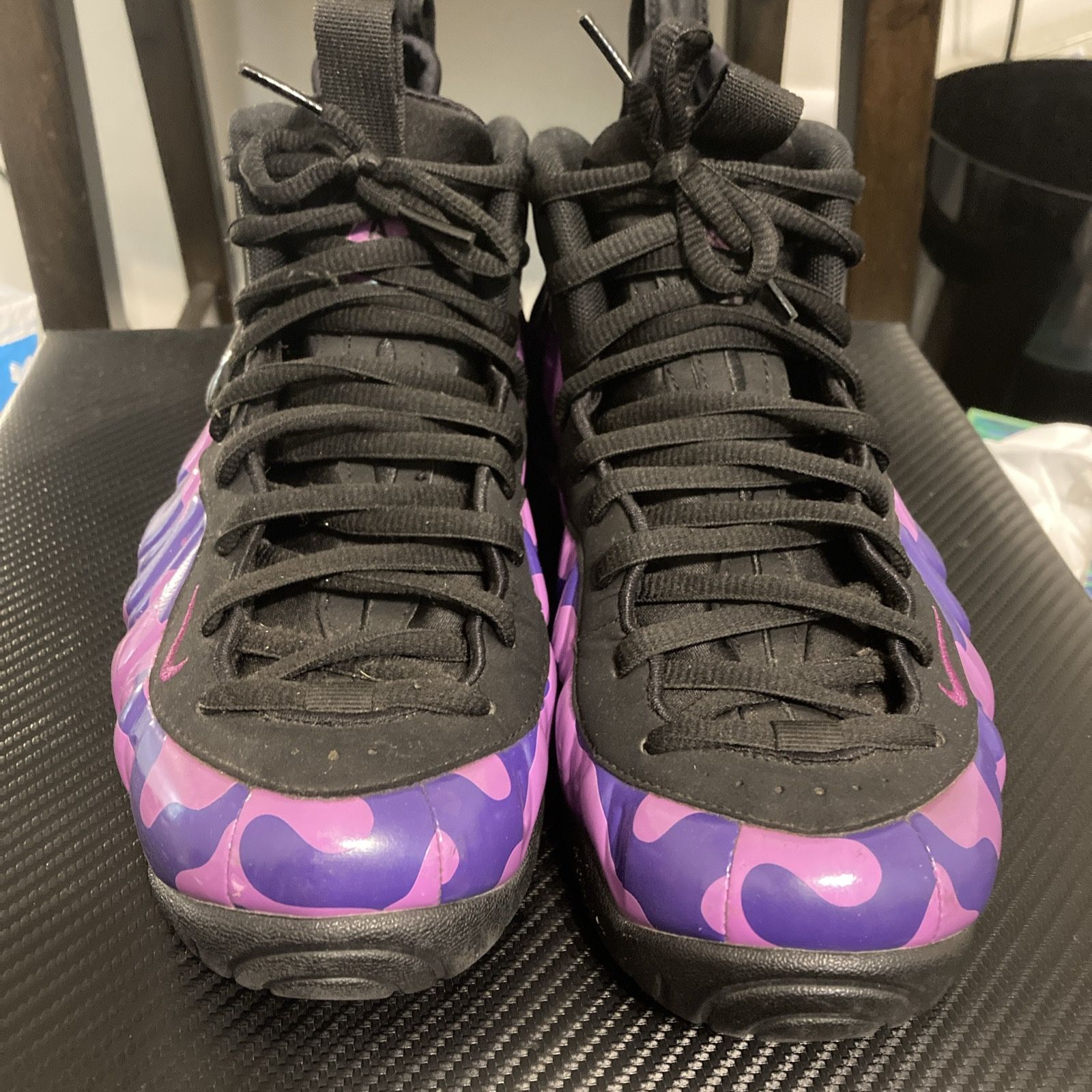 Nike Foamposites. Men. Size 8. Purple Camo. Free T-shirt. Small