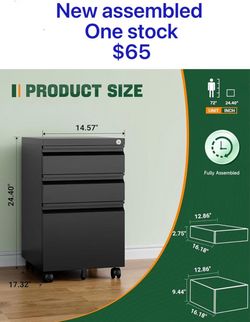 😀 3 Drawer Mobile File Cabinet with Lock,Under Desk Metal Filing Cabinets for Home Office Organizer Letters/Legal/A4(Fully Assembled-Black)