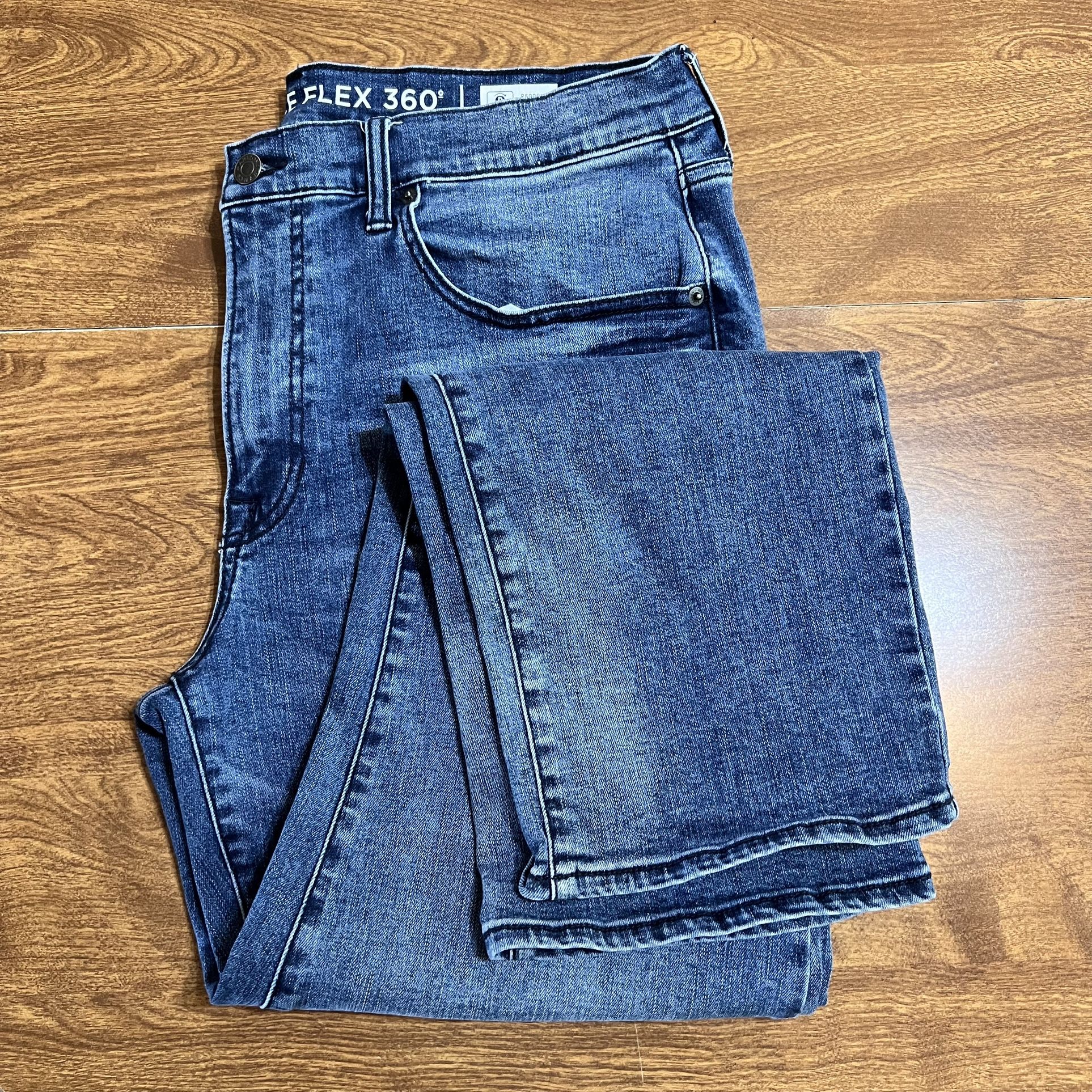 Arizona Advance Flex 360 Medium Wash Relaxed Straight Denim Jeans Mens Size 36