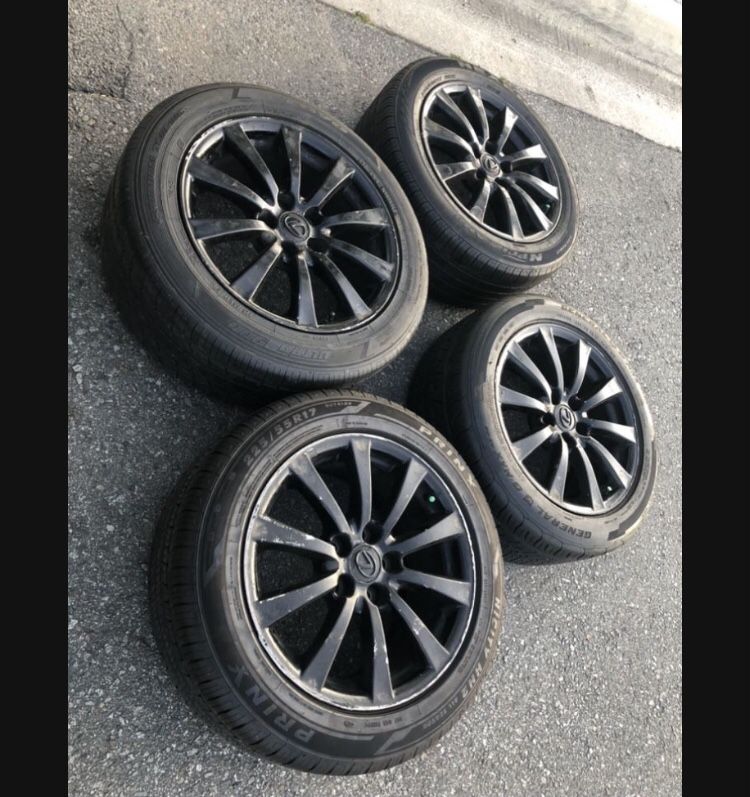 4 X 225/55r17 5x4.5 5x114.3 Stock Lexus IS Toyota Camry Ford Mustang Civic Sentra Altima rims Wheels 80% Treads Tires !!