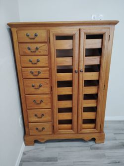 Solid Wood Armoire with Drawers and Shelves