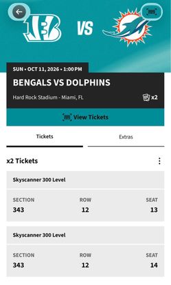 Miami Dolphins vs Cincinnati Bengals tickets (2)