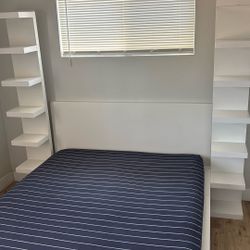 Bed Frame (With Mattress Included) And 2 Floating Shelves