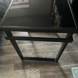 2 Black End Tables- Glass Tops