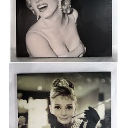 Marilyn Monroe and Audrey Hepburn matching decor art 24x24 
