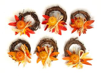 Set of 6 Vintage Handcrafted Autumn-Themed Napkin Rings