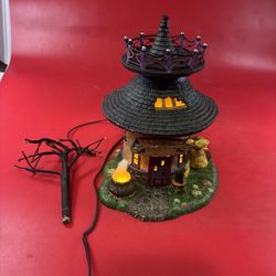 Department 56 Snow Village Halloween Witch Way Flight School Lighted As Is