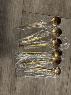 Gold Round Spoons Set of 6
