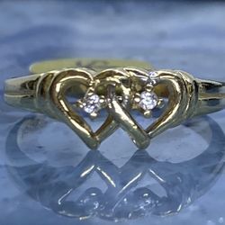 $350 Yellow Gold W Zirconia Heart Ring