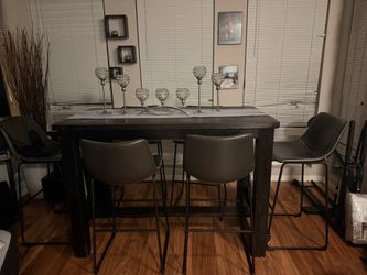 7 Piece High Table And Stool Dining Set