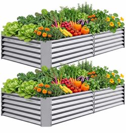 New 2 Pack LARGE Galvanized Raised Garden Beds