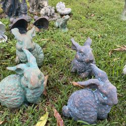 Concrete Fluffy Bunny Garden Statue (Sold Individually)