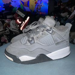 Jordan 4 Cool Grey Kids Size 10c Pre Owned Right Shoe Left Panel Has Black Paint 