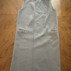 Women’s Fairchild Grey Snap Front Button Vest Long Cardigan or Coat - Large