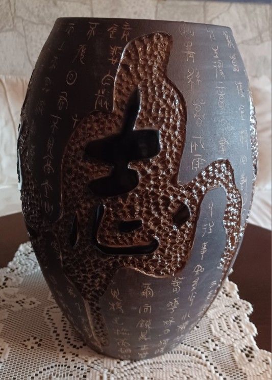 Clay 14" hand made Japanese Vase