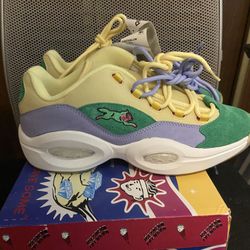 Reebok Question Low BBC Ice Cream Running Dog Yellow Green Size 11.5 Ds