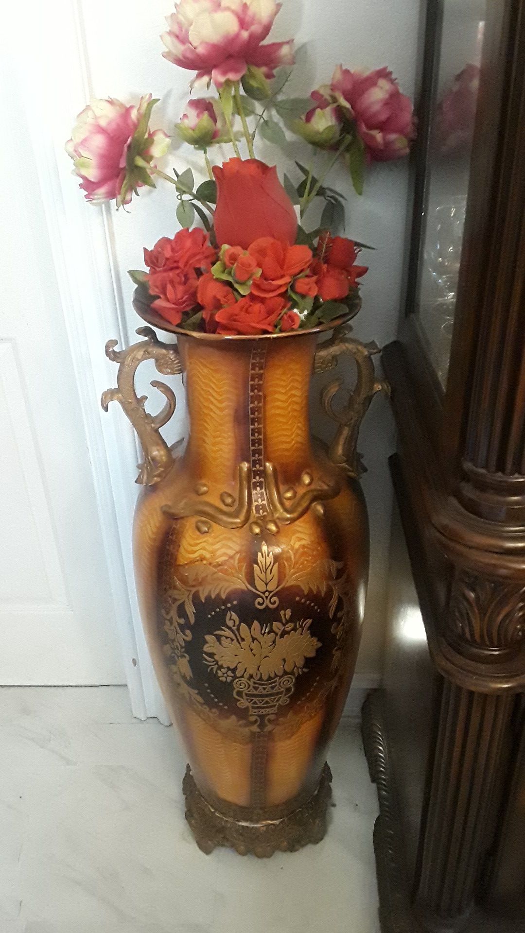 Pair large flower vase
