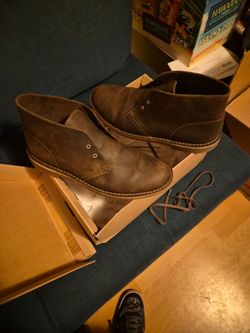Clarks Men’s Brown Leather Chukka Boots US 10.5 M EU 44 Lace-Up Rubber