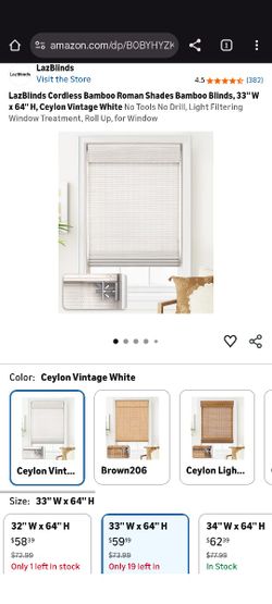 New Bamboo Curtain / Blinds 33" X  64" 