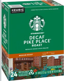 Starbucks Pike Place Decaffeinated Coffee Single-Serve K-Cup, 24 Count
