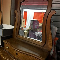 Oakwood Bedroom Set ( bed frame & Matching Bureau Dresser)