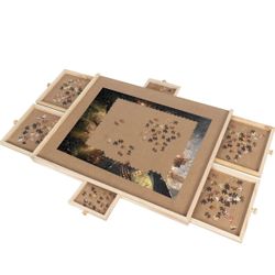 NEW - Jigsaw Puzzle Board 1500 Pieces with Drawers - Portable Wooden Large Puzzles Table with Plateau-Smooth Fiberboard Work Surface for Adults Kids F