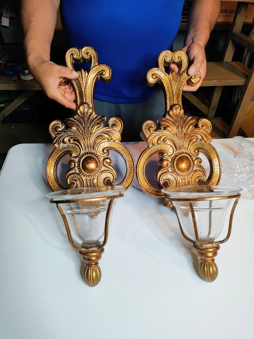 Ornate Gold Wall Sconce Candle Holder