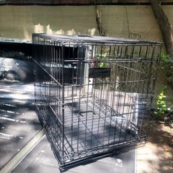 Single-door folding crate, 24" long, 21" high, and 19" wide.