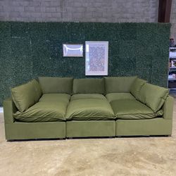 Brand New Albany Park Olive Cloud Sectional Couch 6 Piece Modular Set!