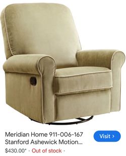 Recliner, swiveling, sage green