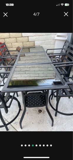 Outdoors Aluminum 6 Person Table W Dark Glass  Was $1,100 +tax