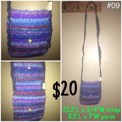 Handcrafted Purple and Blue Crocheted Purse #9