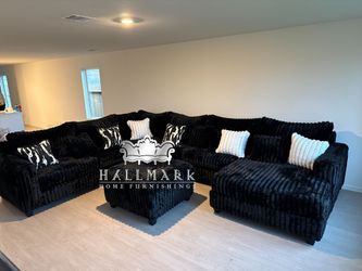 “The Alaskan” Ultra-Oversized Black Fluffy Sectional