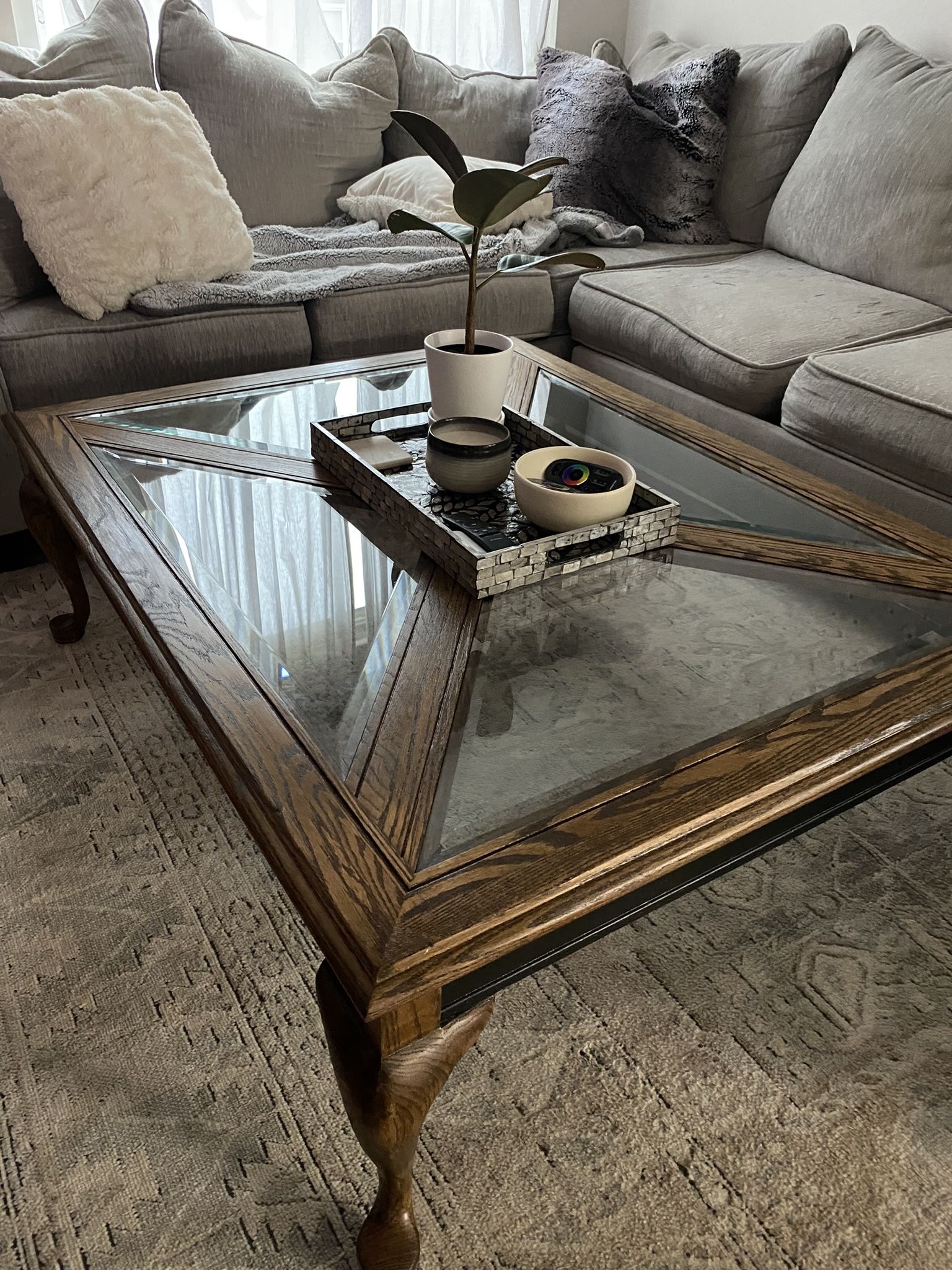 Coffee Table (American Oak & Glass)