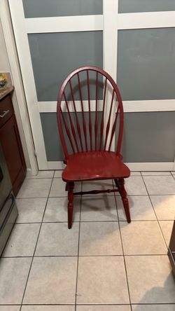 Red Windsor Wood Dining Chair