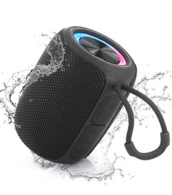 Portable Bluetooth Speaker, 20W Bass & IPX6 Waterproof Wireless Speaker 16H Playtime, BT5.3 Small Speaker with Multi LED Light Supports USB, FM Radio,