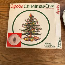 Spode Christmas Tree Round Handled Cake Plate 